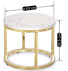 Masuta de cafea, reviste Mebel Elite Olis Marmură Albă/Auriu