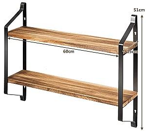 Raft de perete Costway HW64214 Stejar Paulownia (Maro)