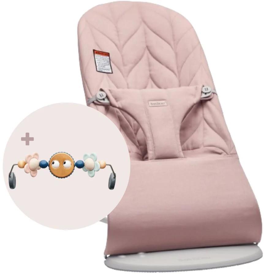 Leagan BabyBjorn Bliss Dusty Pink, bumbac cu jucărie educativă