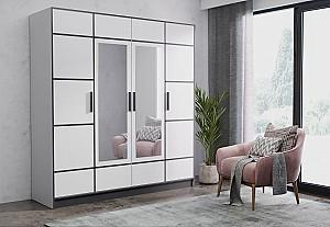 Dulap Prime Furniture Roj 4D 207 with decorative stripes White/Black