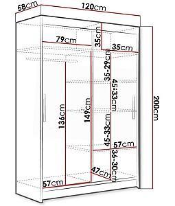 Dulap-cupe Space Meble Miami VI 120x200x58 Alb Mat