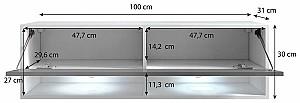 Tumba pentru televizor Bratex Lowboard A 100 Stejar Wotan (Maro)/Negru lucios
