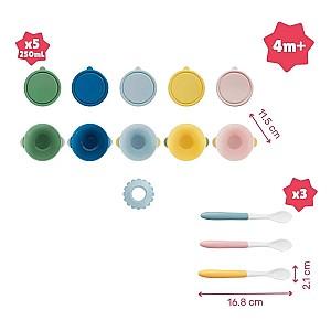Bol Badabulle Set 5 boluri si 3 lingurite colorate