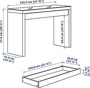 Masa de machiaj IKEA Malm 120x41 Alb