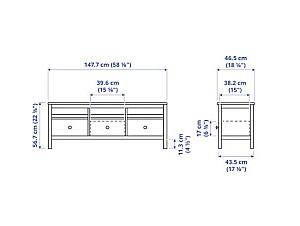 Tumba pentru televizor IKEA Hemnes Black Brown / Light Brown 148x47x57 cm