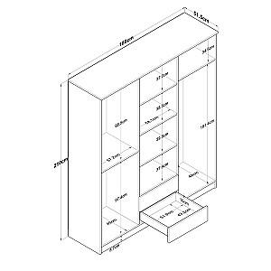 Dulap Mirage Meble BA113 6D2S Nuc (Bej)/Alb