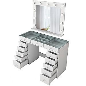 Masa de machiaj Mirage Meble BJ118 oglinda/becuri Alb