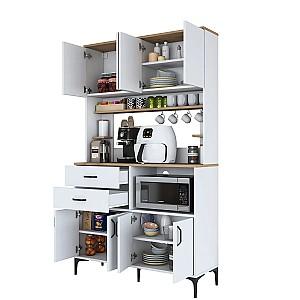 Set mobila bucatarie Mirage Meble JE179 Alb/Nuc (Bej)
