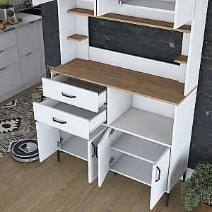Set mobila bucatarie Mirage Meble JE179 Alb/Nuc (Bej)