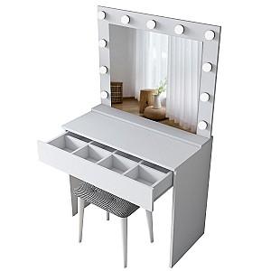 Masa de machiaj Mirage Meble BJ121 oglinda/becuri Alb/Negru