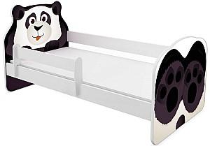 Pat copii Acma Meble Acma VII Animals Panda 80x160 bariera/saltea 7cm Alb/Negru