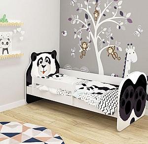 Pat copii Acma Meble Acma VII Animals Panda 80x160 bariera/saltea 7cm Alb/Negru