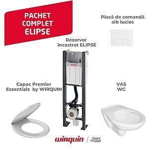 Instalatie wc incastrat cu cadru Wirquin Lineo+clapeta+vas WC ROCA+capac (55950003)