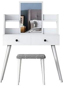 Masa de machiaj Mirage Meble BJ102+taburet Alb/Negru