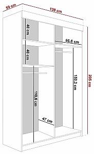 Dulap-cupe Prime Furniture Lamaro 138x205x59 Stejar Craft Auriu (Maro)/Negru