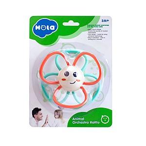 Jucarie bebelus Hola Toys Set de zornăitoare „Orchestra de animale”, 5 modele E318B