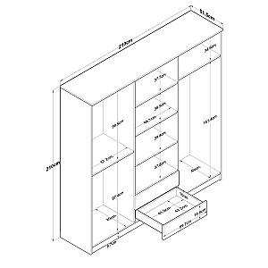 Dulap Mirage Meble BA130 6D2S cu oglinda Nuc(Bej)/Alb
