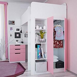 Mobila camera copii Polini Kids Simple White/Pink
