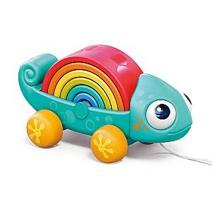 Jucarie de impins si tras Hola Toys Cameleonul curcubeu