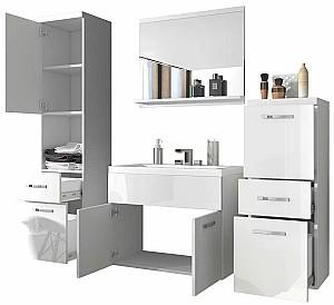 Set de mobila de baie Bratex Alba Gri Lucios/Alb