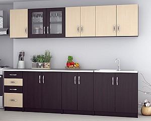 Set mobila bucatarie Marcel Venus 2.6m E Wenge (Maro)/Mesteacăn (Bej)