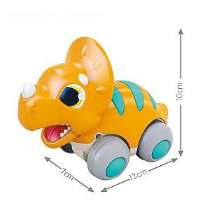 Jucarie de impins si tras Hola Toys Dinozaur în mișcare Triceratops