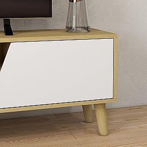 Tumba pentru televizor HomCom 839-660V00AK 150x30x42cm Stejar Natural (Bej)/Alb