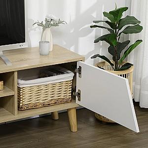 Tumba pentru televizor HomCom 839-660V00AK 150x30x42cm Stejar Natural (Bej)/Alb