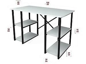 Masa de birou Fabulous 4 rafturi White/Black