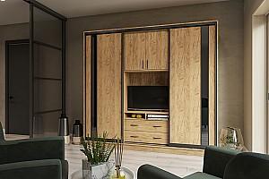 Living Confort-NV Universal 240x45x220 (2 PAL (CV lacobel)) Stejar Kraft Auriu