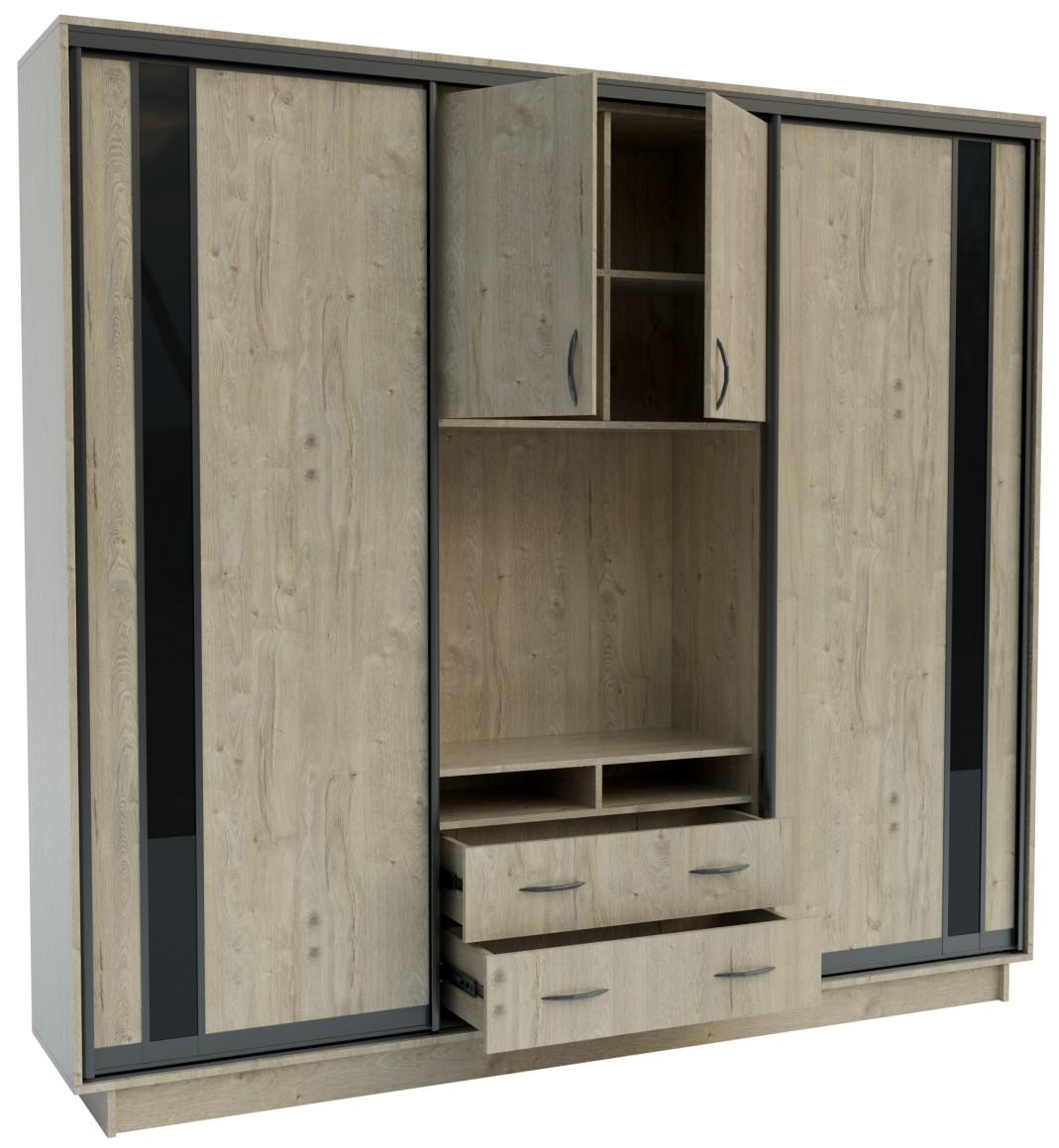 Living Confort-NV Universal 240x45x220 (2 PAL (CV lacobel)) Stejar Litoral Satinat