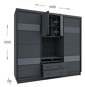 Living Confort-NV Universal 240x60x220 (2 PAL (CO lacobel)) Stejar Sonoma