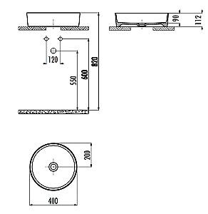 Lavoar baie Creavit Loop 45cm LP145-BM00E Basalt Matt