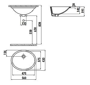 Lavoar baie Creavit Undercounter TP214.00CB00E 37×47