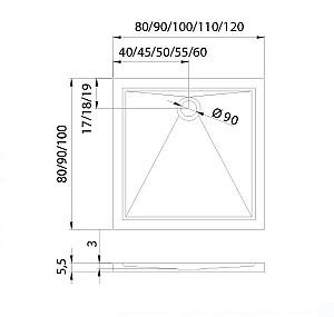 Cadita de dus New Trendy Cantare B-0140 100x80x5.5 (10842)