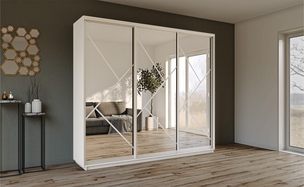 Dulap-cupe Confort-NV 190x60 cm (3 sablare / argint) Nimphea Alb