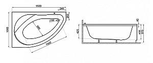 Cadă de baie Polimat Marea 150x100 Right  (12920)
