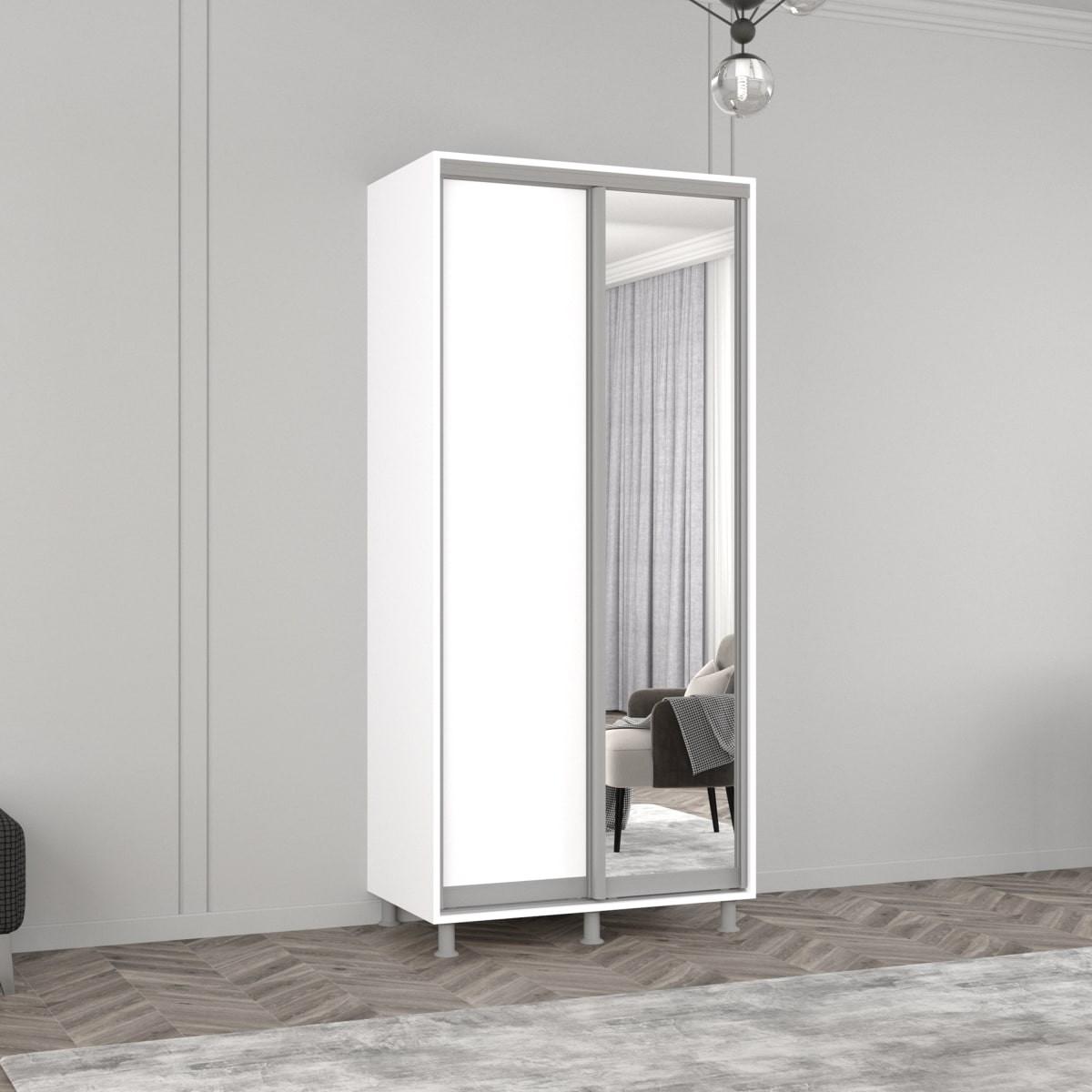 Dulap-cupe Mobildor Lux Aron 100 (1 oglinda, 1 PAL) Alb
