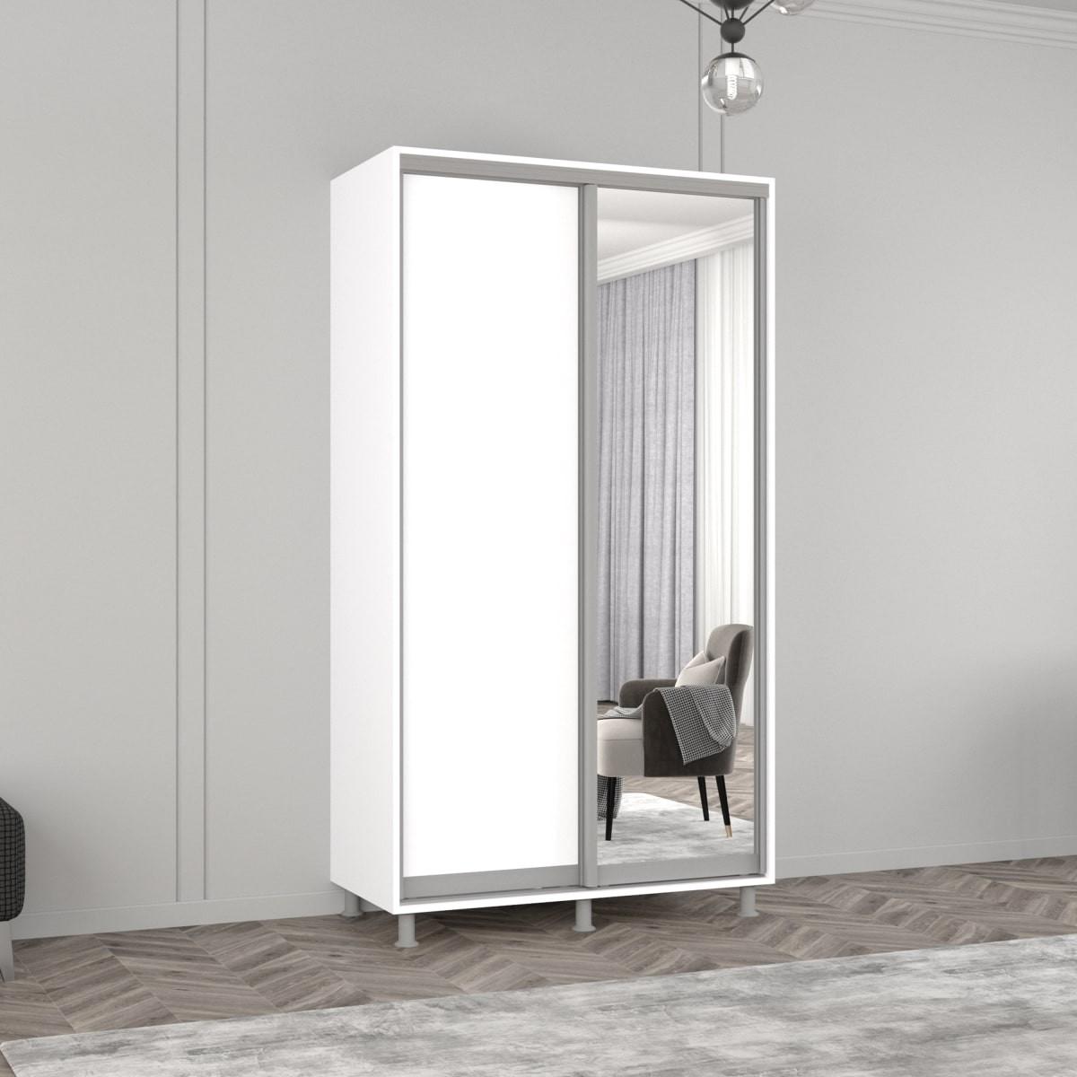 Dulap-cupe Mobildor Lux Aron 130 (1 oglinda, 1 PAL) Alb