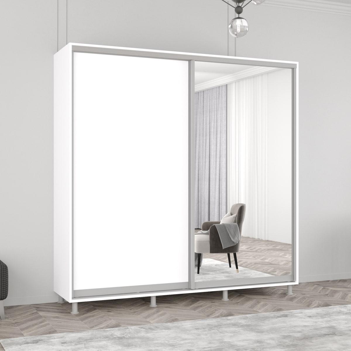 Dulap-cupe Mobildor Lux Aron 220 (1 oglinda, 1 PAL) Alb