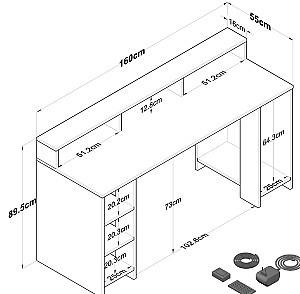 Masa pentru calculator Mirage Meble HA122 LED Nuc (Maro)/Antracit (Gri)