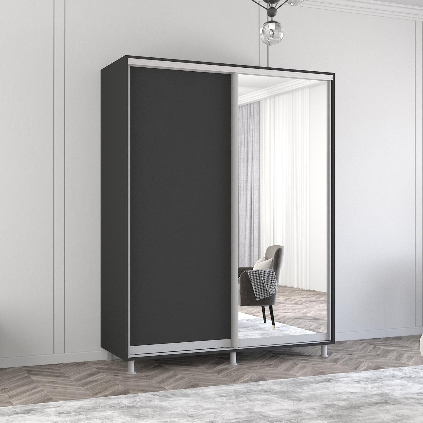 Dulap-cupe Mobildor Lux Aron 160 (1 oglinda, 1 PAL) Antracit