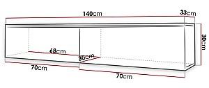 Tumba pentru televizor Bratex Lowboard D 140 (White/White Gloss)