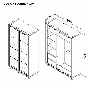 Dulap-cupe Ambianta Torino (oglindă) 1.6 m Alb
