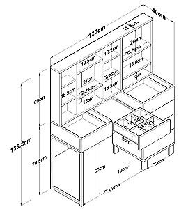 Masa de machiaj Mirage Meble BJ140 Alb