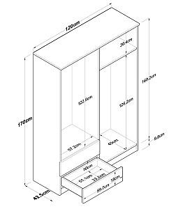 Dulap Mirage Meble BA108 S 4D2S Nuc (Maro)/Alb