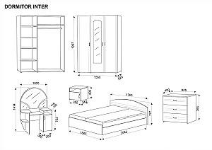 Set dormitor Ambianta Inter Bordolino + Saltea Salt Confort Clasic 160x200