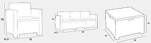 Set mobila de gradina BICA Nebraska 3 (Graphite)