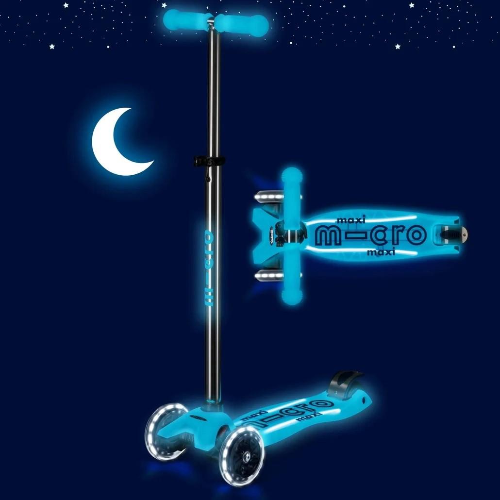 Trotineta Micro Maxi Deluxe Glow LED Plus Crystal Blue