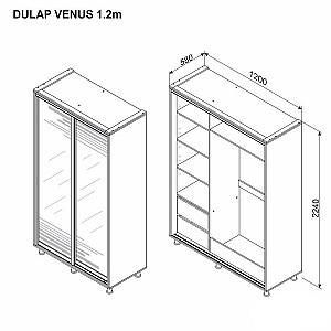 Dulap-cupe Ambianta Venus 1.2 m Alb